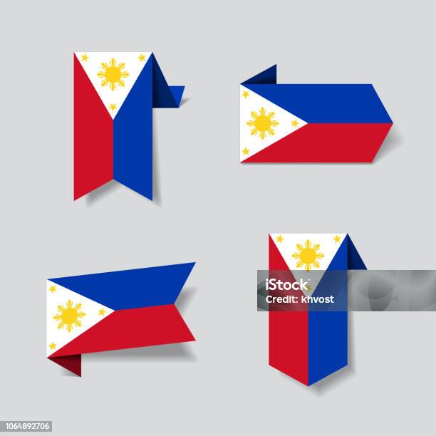 Philippines Flag Stickers And Labels Vector Illustration Stock Illustration - Download Image Now