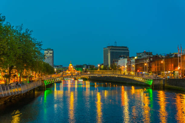 istock Sunset view of the Millenium bridge in Dublin, Ireland 1064892832