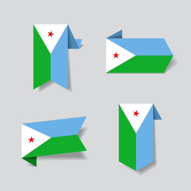 Djibouti flag stickers and labels. Vector illustration. Djibouti flag stickers and labels set. Vector illustration. flag of djibouti stock illustrations