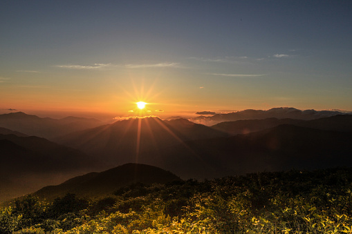 Sunrise at mountain peaks