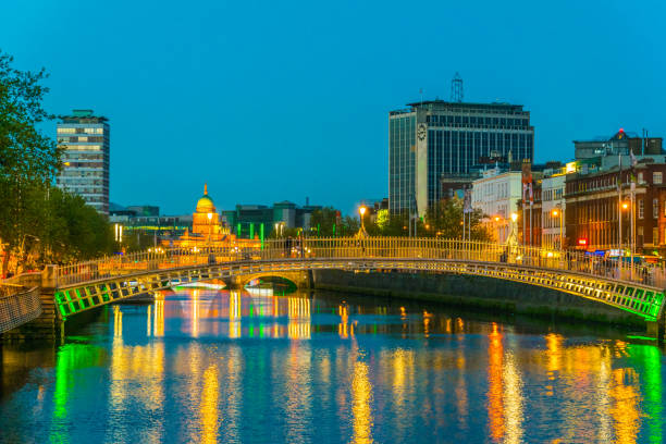 istock Sunset view of the Millenium bridge in Dublin, Ireland 1064896222