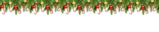 istock Christmas tree branches on white background as a border or template 1064900664