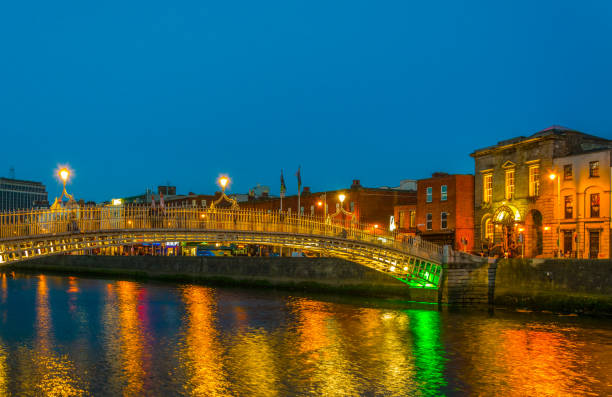 istock Sunset view of the Millenium bridge in Dublin, Ireland 1064901252