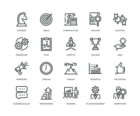 Business Plan Icons - Line Series