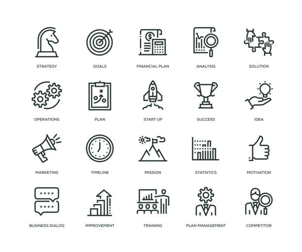 Business Plan Icons - Line Series Business Plan Icons - Line Series leadership drawings stock illustrations