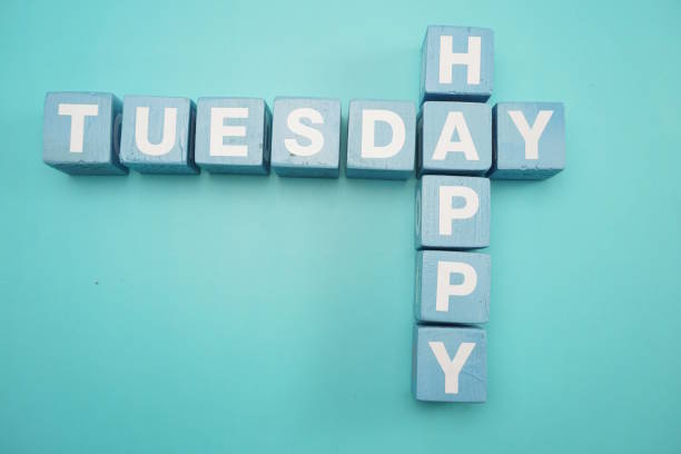 istock Happy Tuesday alphabet letters with space copy on blue background 1064901624