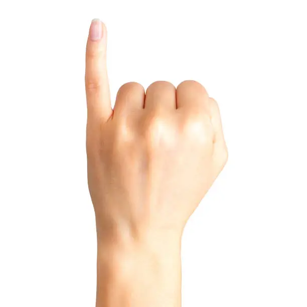 Photo of Female hand showing pinky little finger, gesture of making a promise