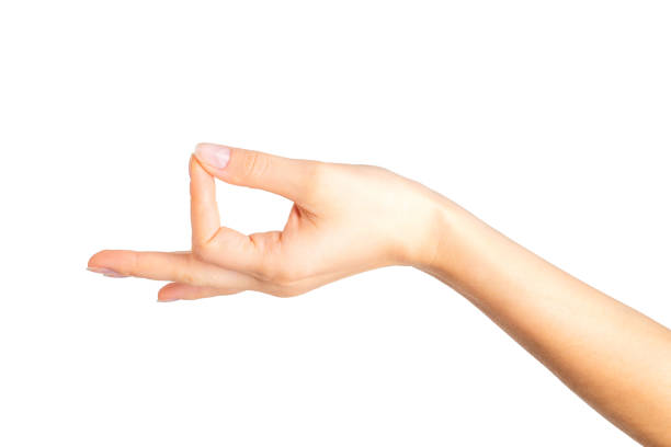 Woman hand showing mudra gesture or holding something. Woman hand showing mudra gesture or holding something. Isolated with clipping path. mudra stock pictures, royalty-free photos & images