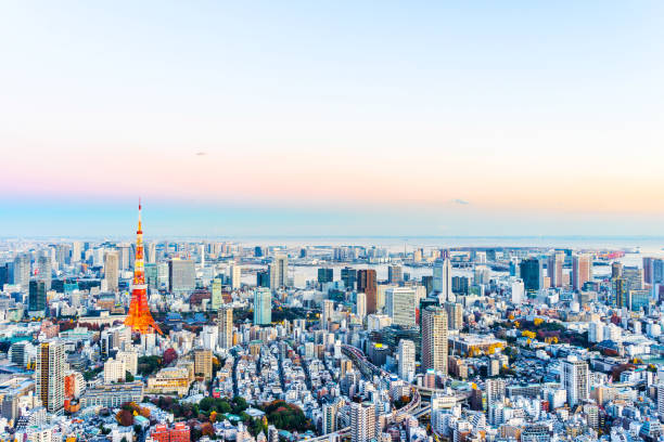 istock tokyo tower and city skyline under sunset 1064903128