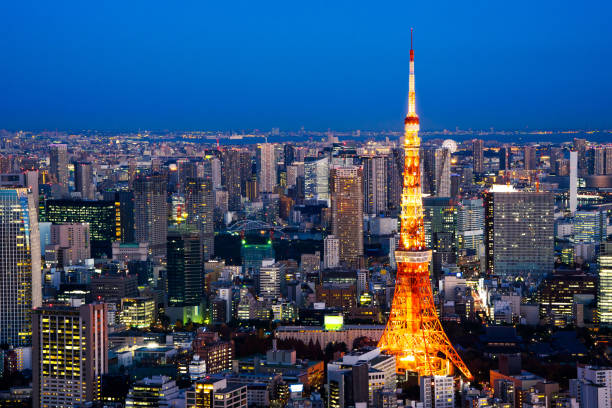 istock tokyo tower and city skyline under blue night 1064904874