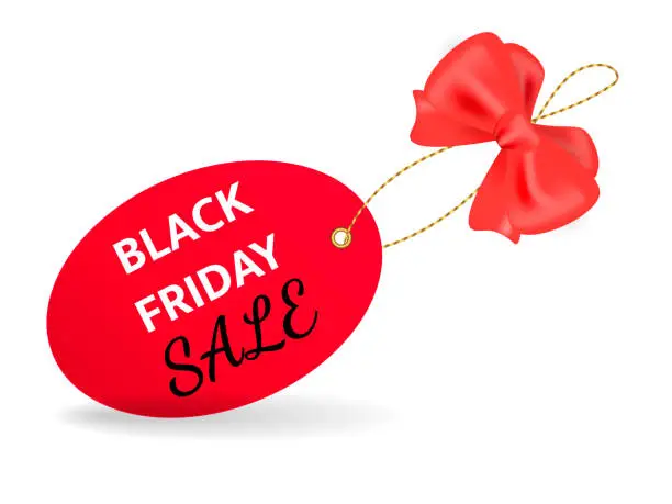 Vector illustration of Red label with Black friday sale inscription. Vector illustration.