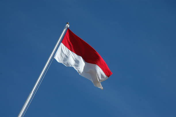 istock Indonesian Flag with blue sky 1064906254