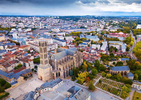 Aerial view of Saint-Etienne Cathedral in Limoges, France
