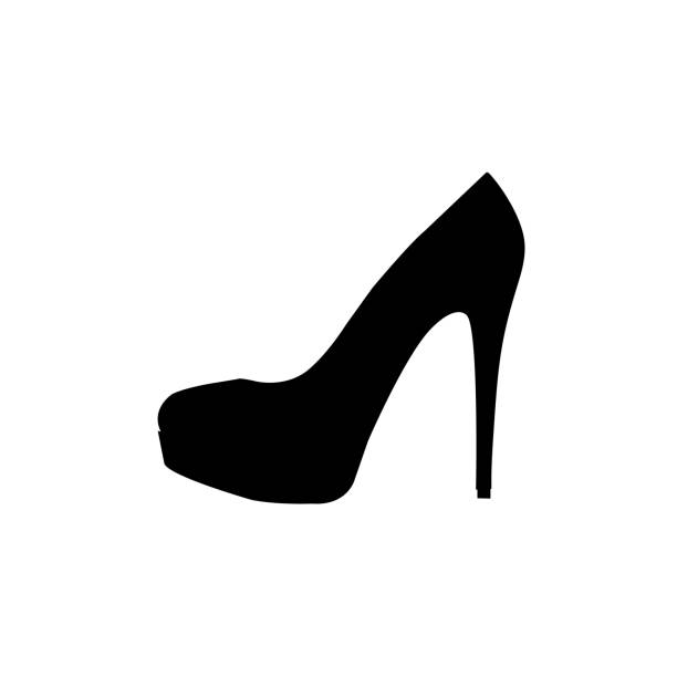 흰색 배경에서 여자의 신발 아이콘 - stiletto stock illustrations