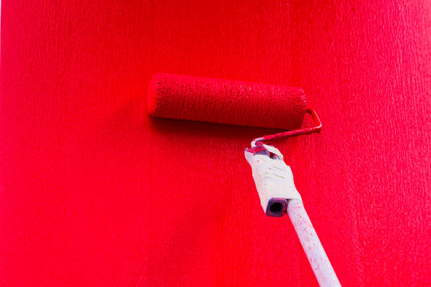istock Red latex paint stucco wall 1064910054