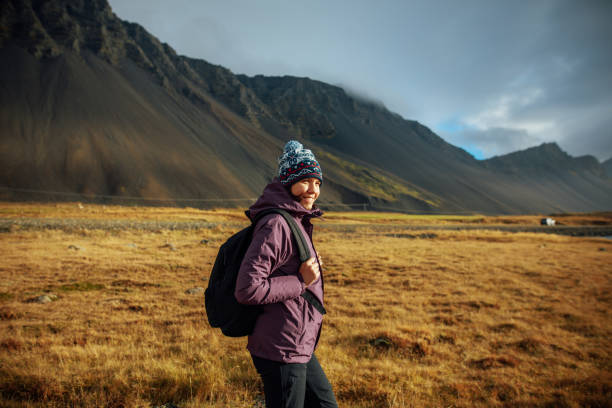 istock Young woman hiking in Iceland 1064910122