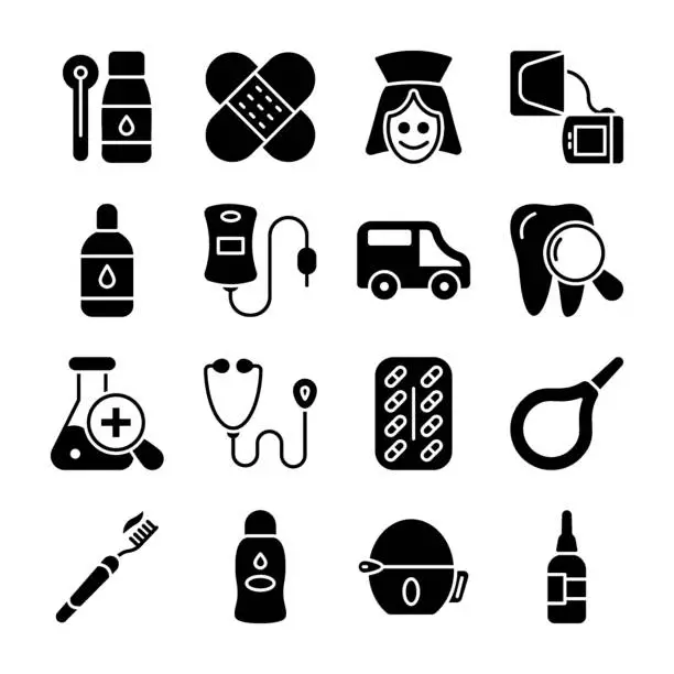 Vector illustration of Medicine and Drugs icons