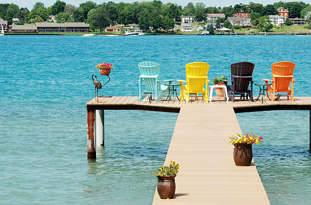 istock quite dock with colorful chairs and decorations 106492025
