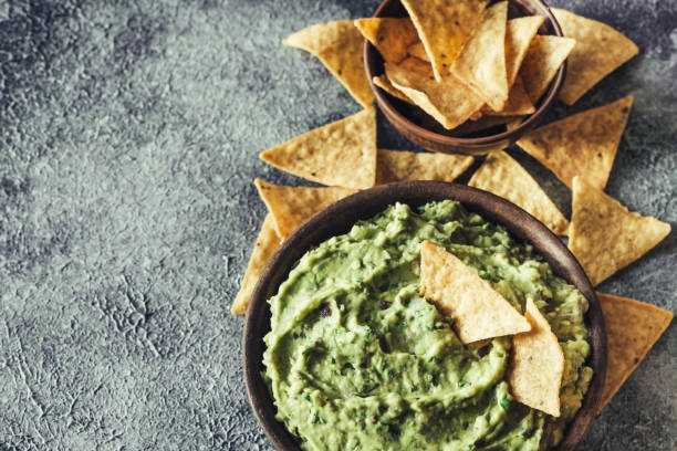 istock Guacamole in bowl with tortilla chips 1064920998