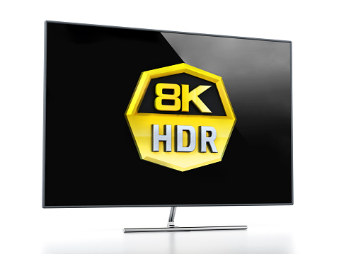 Generic 8K Ultra HD HDR television. 3D illustration.