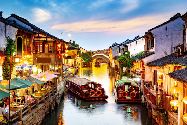istock Suzhou ancient town night view 1064923450