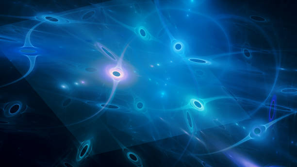 azul brillante quantum correlación resumen antecedentes - correlation fotografías e imágenes de stock