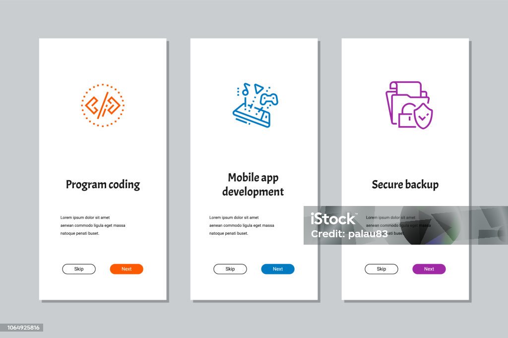 Mobile Development Code Screen Program Coding Mobile App Development Secure Backup Onboarding Screens ...