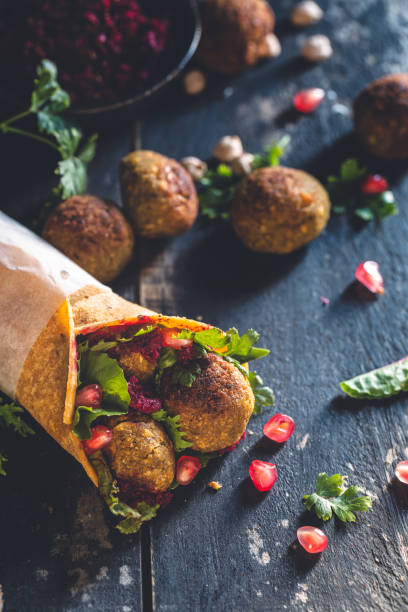Falafel wrap and Beet Hummus