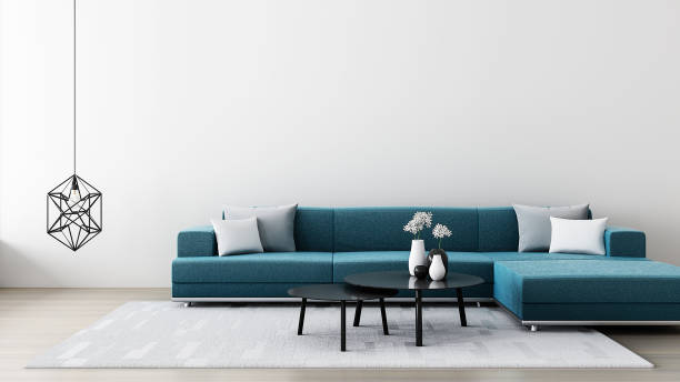 istock Green sofa in white room - modern living room / 3D render interior 1064936604