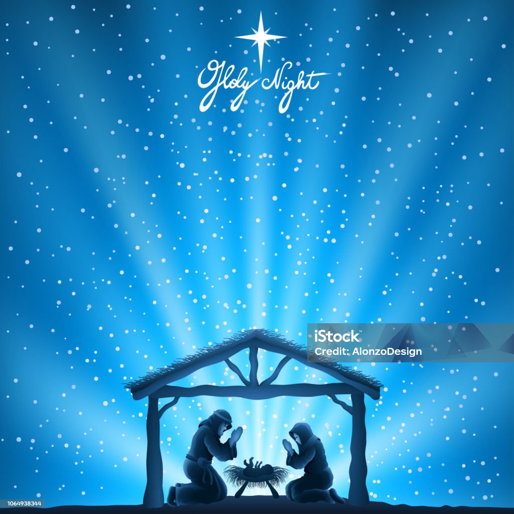 Holy Night Scene Christmas stock vector