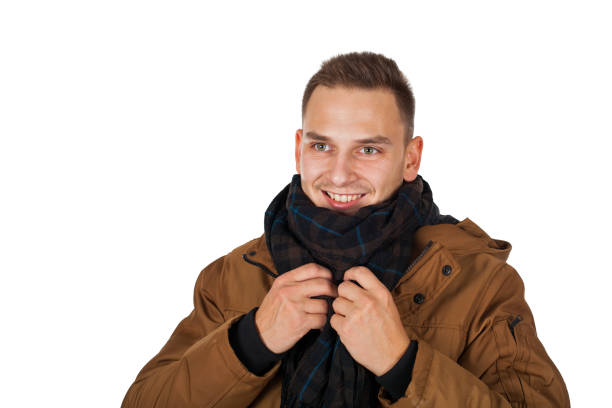 istock Young man wearing winter parka jacket 1064941144