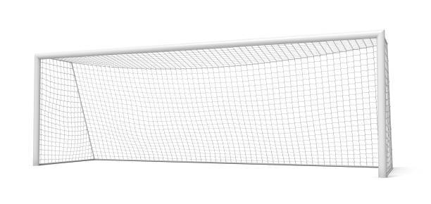 istock 3d rendering of white empty football gates isolated on a white background. 1064948406