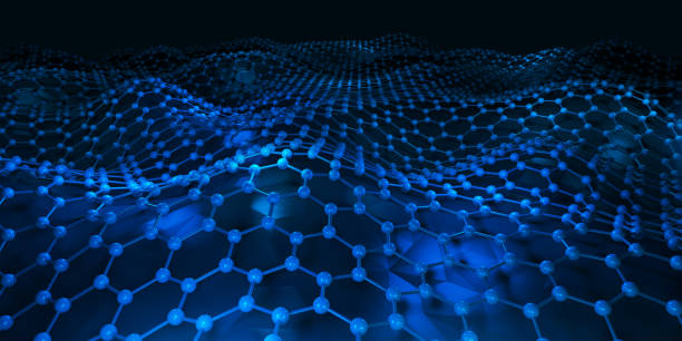 molécules connecté dans le système hexagonal, le concept d’un carbone. illustration 3d - nanoparticule photos et images de collection