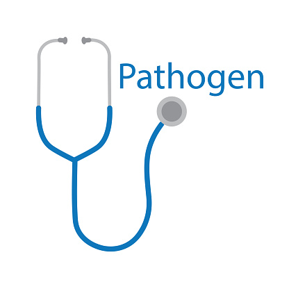 pathogen word and stethoscope icon- vector illustration