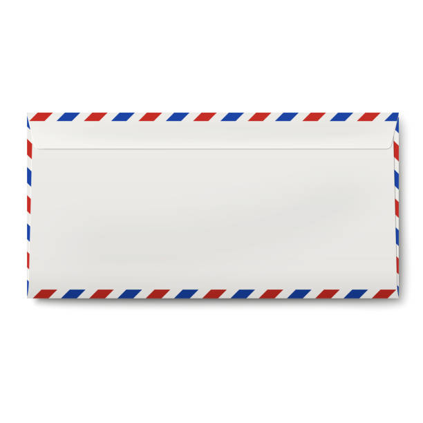 ilustrações de stock, clip art, desenhos animados e ícones de view of backside of sealed dl air mail envelope - air mail mail envelope blank
