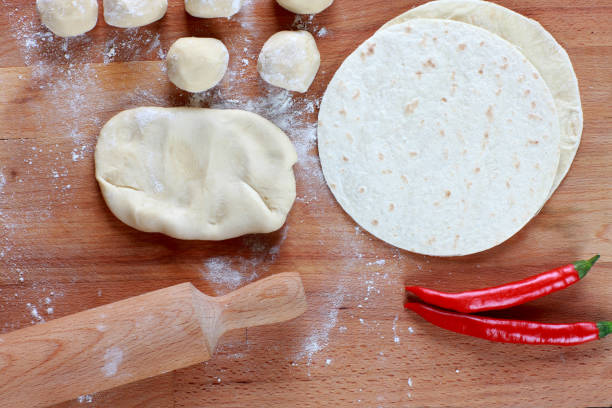 istock Tortillas and making Mexican Wrap 1064958440