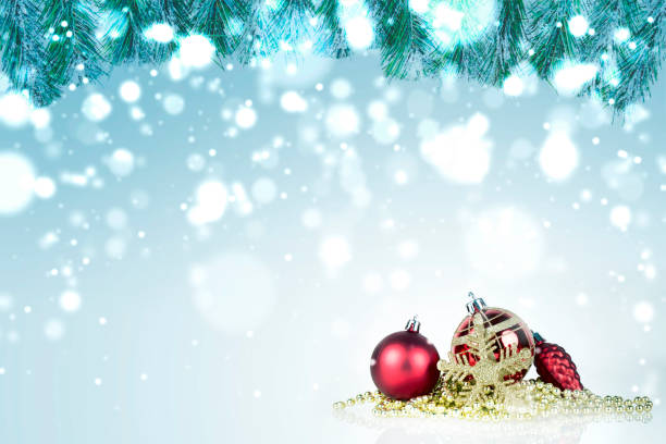 istock Christmas Ornament On Blue Background 1064958690