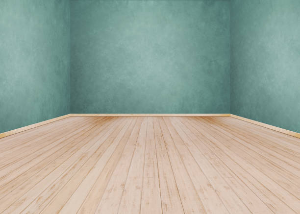 istock Green cement wall with Wooden floor 1064962492
