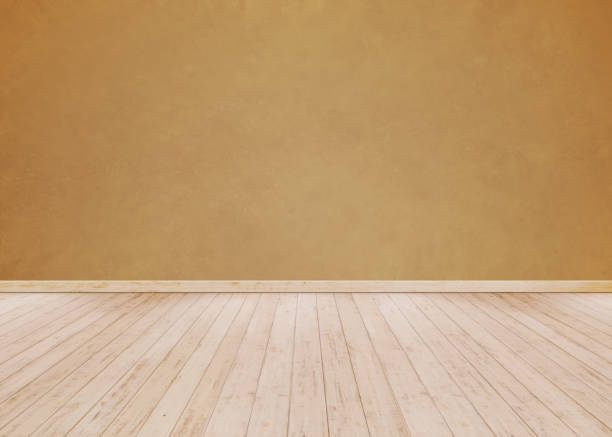 istock Orange cement wall with Wooden floor 1064962854