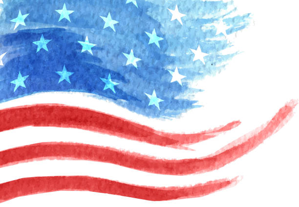 gemalte flagge - illustration and painting american culture usa north america stock-grafiken, -clipart, -cartoons und -symbole