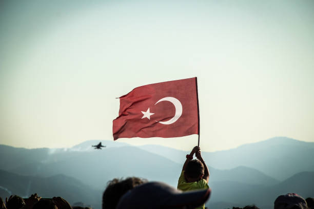 turkis stars acrobatic air team in liberation day in i̇zmir - fighter plane aerospace industry air air vehicle imagens e fotografias de stock