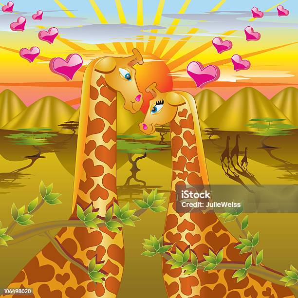 Giraffe Love Sinnlichen Tiere Series Stock Vektor Art und mehr Bilder von Ast - Pflanzenbestandteil - Ast - Pflanzenbestandteil, Bedeckter Himmel, Berg