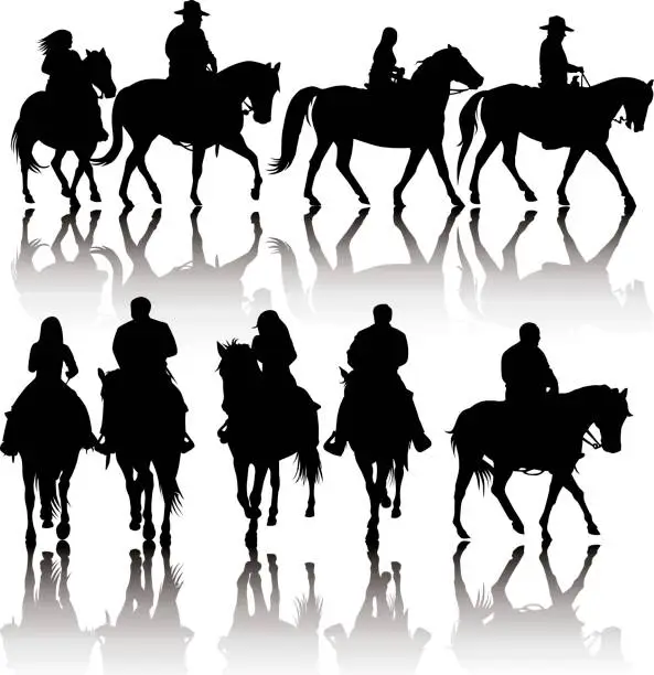 Vector illustration of Western Horse Silhouettes