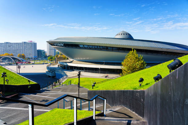 Spodek hall arena and the International Conference Centre. In December 2018 it will hold ONZ United Nations Framework Convention on Climate Change - COP24. Spodek hall arena and the International Conference Centre. In December 2018 it will hold ONZ United Nations Framework Convention on Climate Change - COP24. katowice stock pictures, royalty-free photos & images