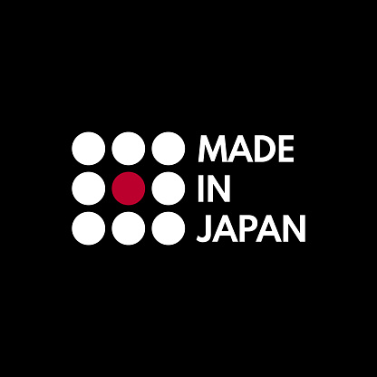 made in japan, circles vector logo on black background
