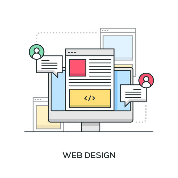 ilustraciones, imágenes clip art, dibujos animados e iconos de stock de web diseño banner - web designer