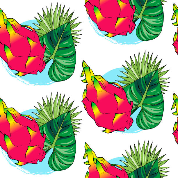 ilustrações de stock, clip art, desenhos animados e ícones de seamless pattern of exotic fruit pineapple on black strips - agriculture backgrounds cabbage close up