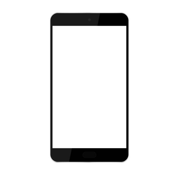istock Realistic illustration of a black mobile phone or smartphone with a button, a camera and a blank white screen and a space for a text - vector 1064995020