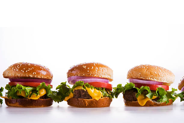 Isolated Hamburgers on a Plate.