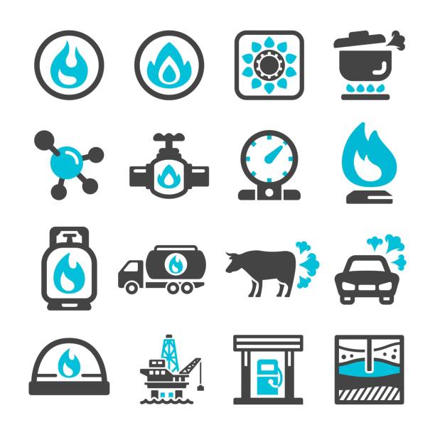 illustrazioni stock, clip art, cartoni animati e icone di tendenza di icona del gas naturale - metano